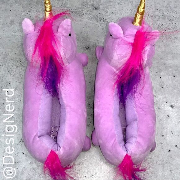 URMI THE UNICORN PLUSH SLIPPERS ADULT SMALL /YOUTH XL LED LIGHT UP HORN PUPLE - Picture 11 of 15